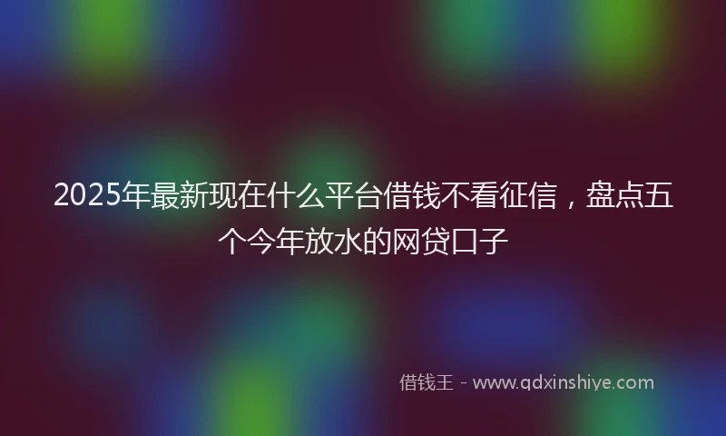 2025年最新现在什么平台借钱不看征信，盘点五个今年放水的网贷口子