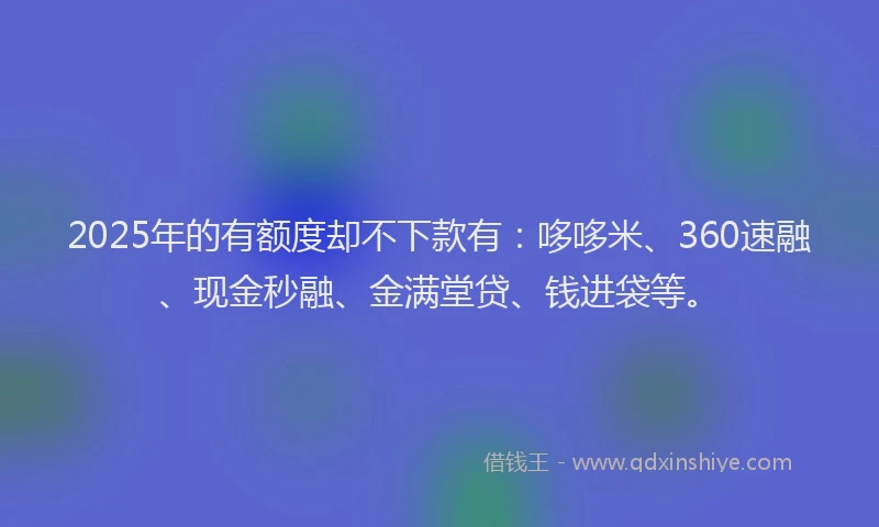 2025年的有额度却不下款有：哆哆米、360速融、现金秒融、金满堂贷、钱进袋等。