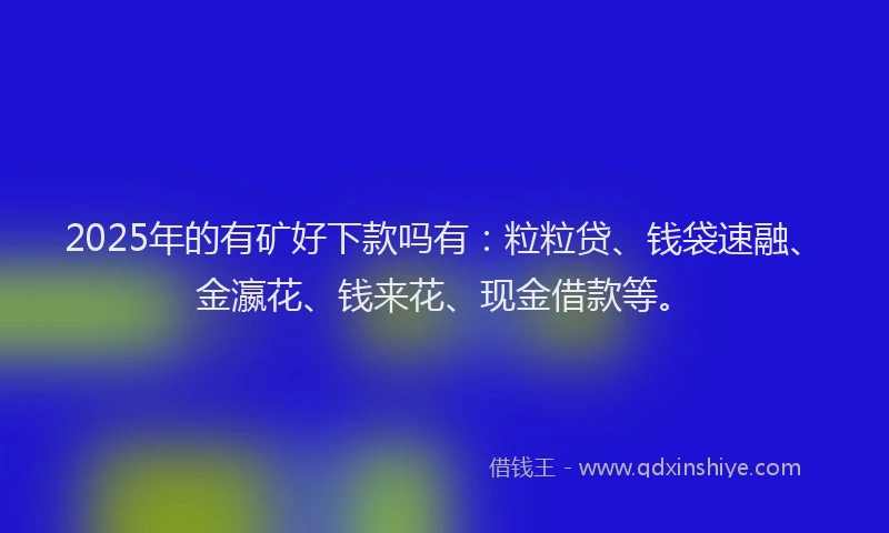2025年的有矿好下款吗有：粒粒贷、钱袋速融、金瀛花、钱来花、现金借款等。