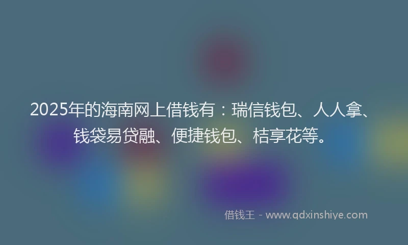 2025年的海南网上借钱有：瑞信钱包、人人拿、钱袋易贷融、便捷钱包、桔享花等。