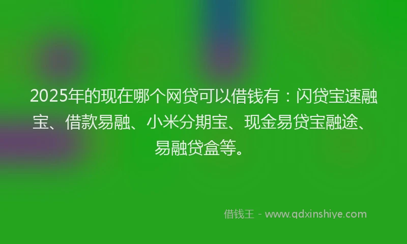2025年的现在哪个网贷可以借钱有：闪贷宝速融宝、借款易融、小米分期宝、现金易贷宝融途、易融贷盒等。