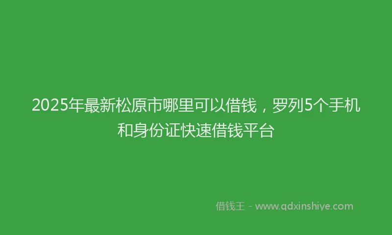 2025年最新松原市哪里可以借钱，罗列5个手机和身份证快速借钱平台