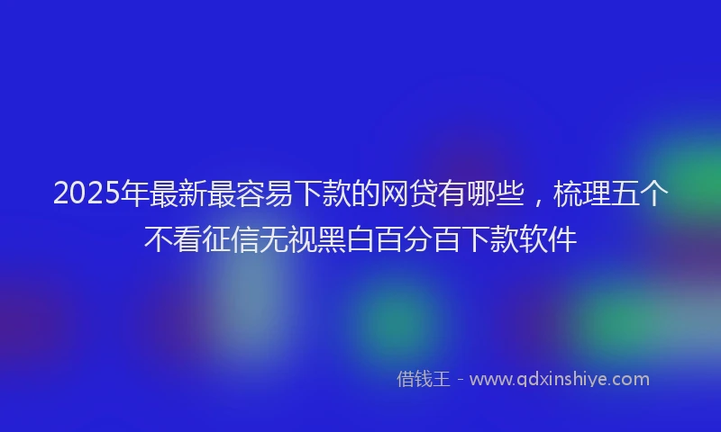2025年最新最容易下款的网贷有哪些，梳理五个不看征信无视黑白百分百下款软件