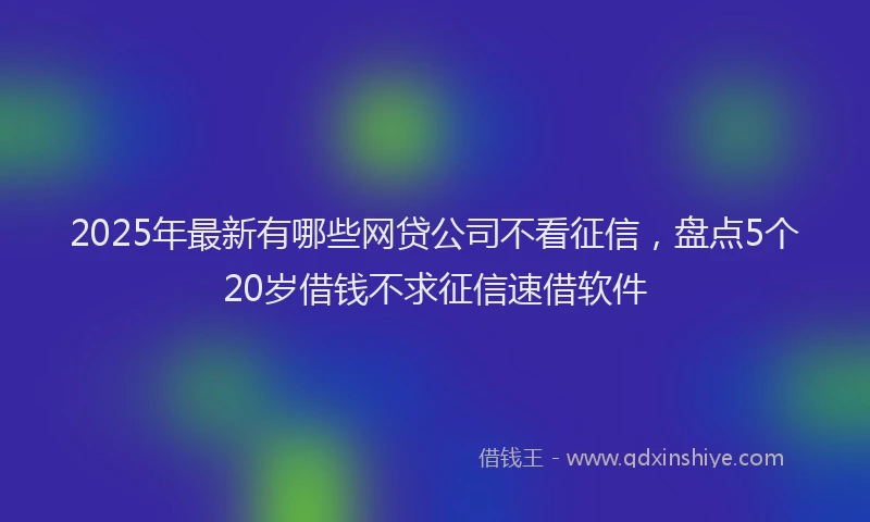 2025年最新有哪些网贷公司不看征信，盘点5个20岁借钱不求征信速借软件