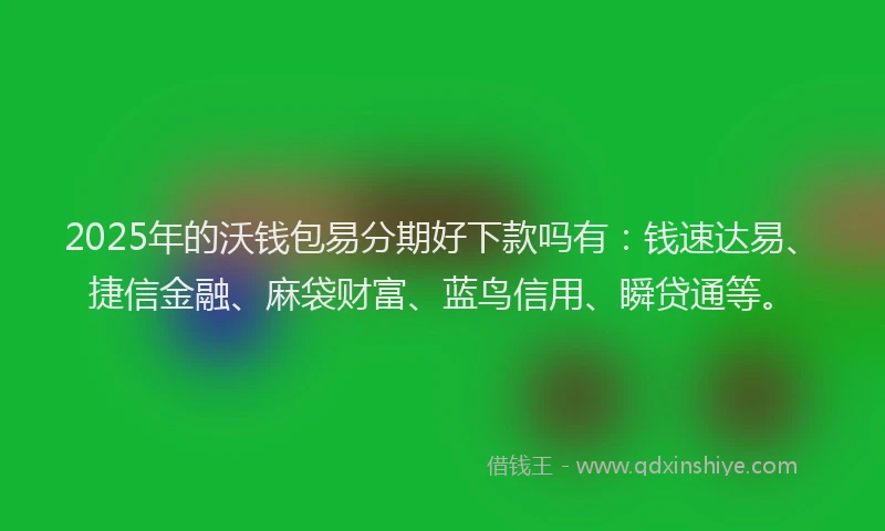 2025年的沃钱包易分期好下款吗有：钱速达易、捷信金融、麻袋财富、蓝鸟信用、瞬贷通等。