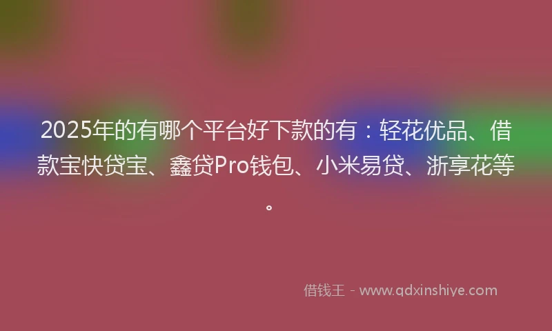 2025年的有哪个平台好下款的有：轻花优品、借款宝快贷宝、鑫贷Pro钱包、小米易贷、浙享花等。