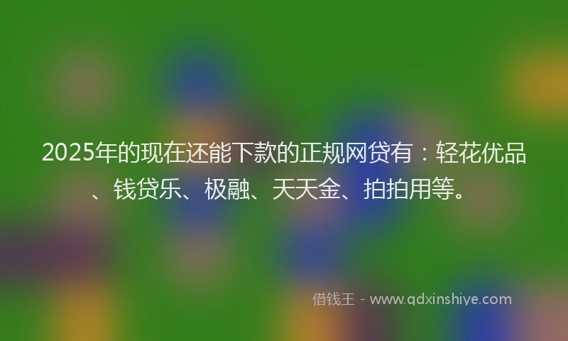 2025年的现在还能下款的正规网贷有：轻花优品、钱贷乐、极融、天天金、拍拍用等。