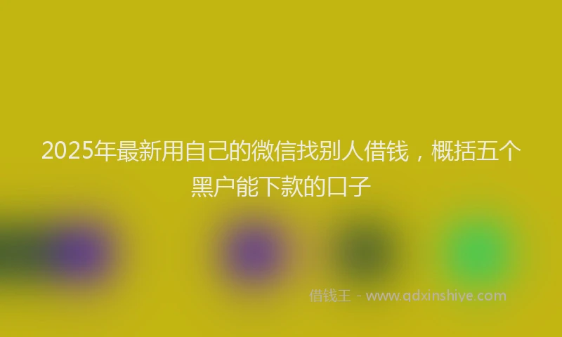 2025年最新用自己的微信找别人借钱，概括五个黑户能下款的口子