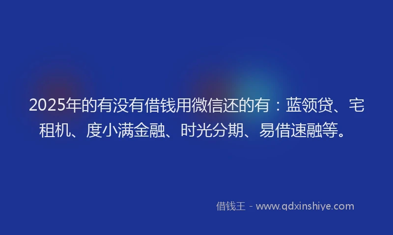 2025年的有没有借钱用微信还的有：蓝领贷、宅租机、度小满金融、时光分期、易借速融等。