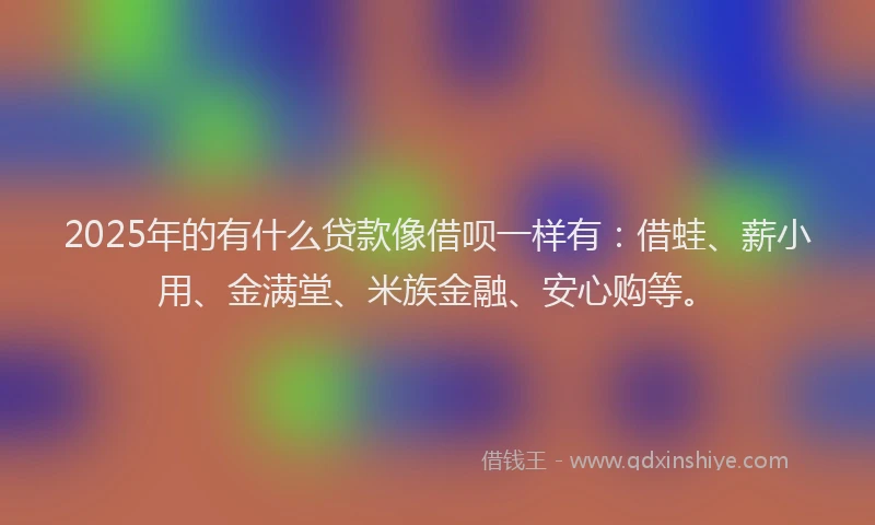 2025年的有什么贷款像借呗一样有：借蛙、薪小用、金满堂、米族金融、安心购等。