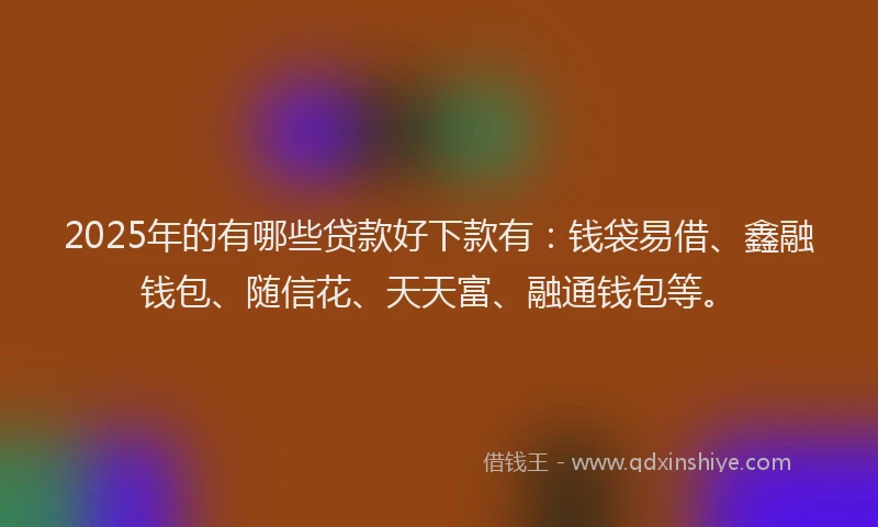 2025年的有哪些贷款好下款有：钱袋易借、鑫融钱包、随信花、天天富、融通钱包等。