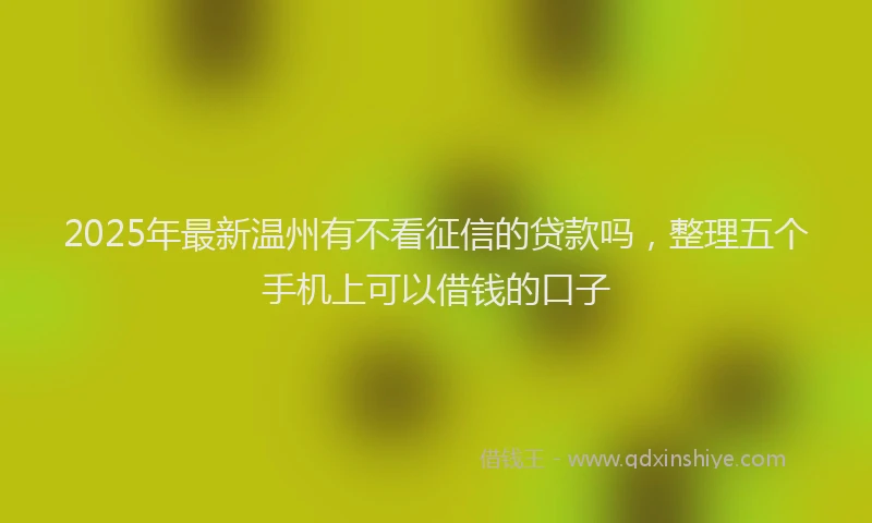 2025年最新温州有不看征信的贷款吗，整理五个手机上可以借钱的口子