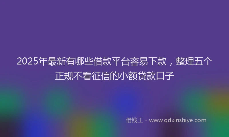 2025年最新有哪些借款平台容易下款，整理五个正规不看征信的小额贷款口子
