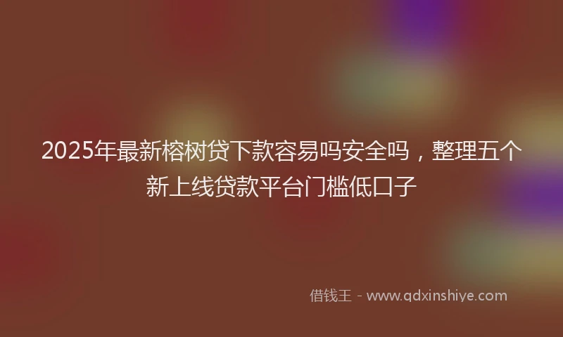 2025年最新榕树贷下款容易吗安全吗，整理五个新上线贷款平台门槛低口子