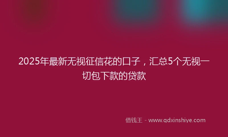 2025年最新无视征信花的口子，汇总5个无视一切包下款的贷款