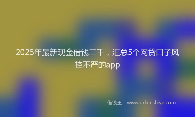 2025年最新现金借钱二千，汇总5个网贷口子风控不严的app