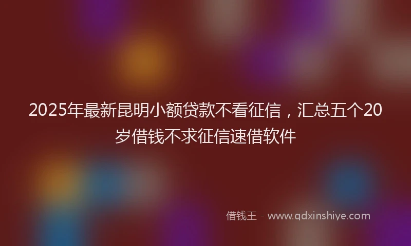 2025年最新昆明小额贷款不看征信，汇总五个20岁借钱不求征信速借软件
