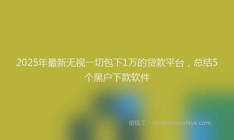 2025年最新无视一切包下1万的贷款平台，总结5个黑户下款软件
