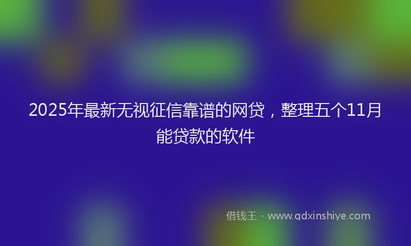 2025年最新无视征信靠谱的网贷，整理五个11月能贷款的软件