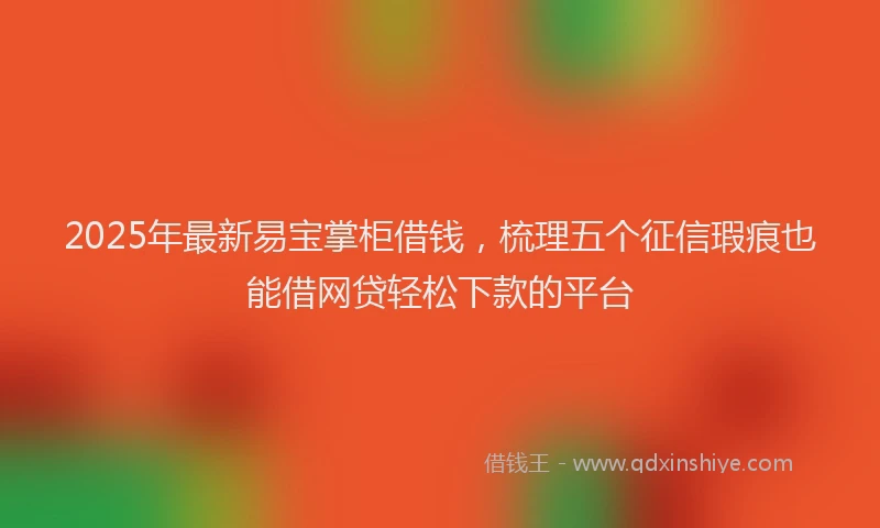 2025年最新易宝掌柜借钱，梳理五个征信瑕疵也能借网贷轻松下款的平台