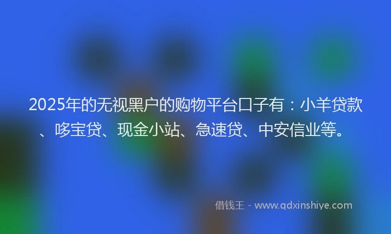 2025年的无视黑户的购物平台口子有：小羊贷款、哆宝贷、现金小站、急速贷、中安信业等。