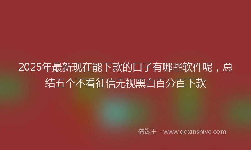 2025年最新现在能下款的口子有哪些软件呢，总结五个不看征信无视黑白百分百下款