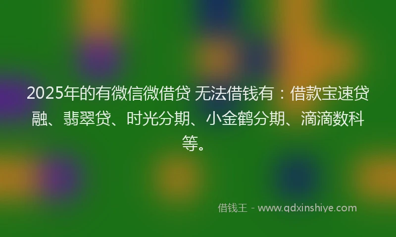 2025年的有微信微借贷 无法借钱有：借款宝速贷融、翡翠贷、时光分期、小金鹤分期、滴滴数科等。
