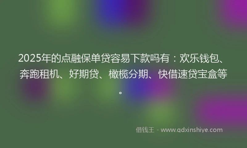 2025年的点融保单贷容易下款吗有：欢乐钱包、奔跑租机、好期贷、橄榄分期、快借速贷宝盒等。