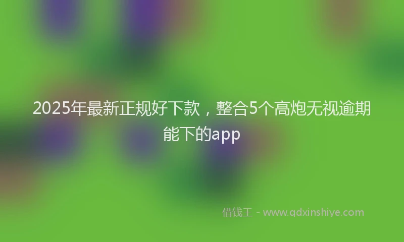 2025年最新正规好下款，整合5个高炮无视逾期能下的app