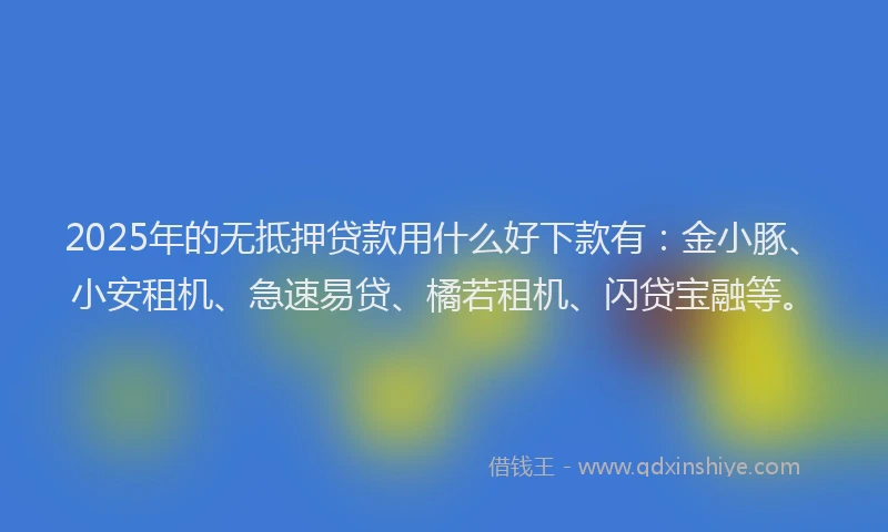 2025年的无抵押贷款用什么好下款有：金小豚、小安租机、急速易贷、橘若租机、闪贷宝融等。