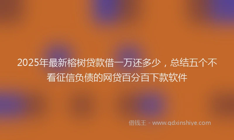 2025年最新榕树贷款借一万还多少，总结五个不看征信负债的网贷百分百下款软件