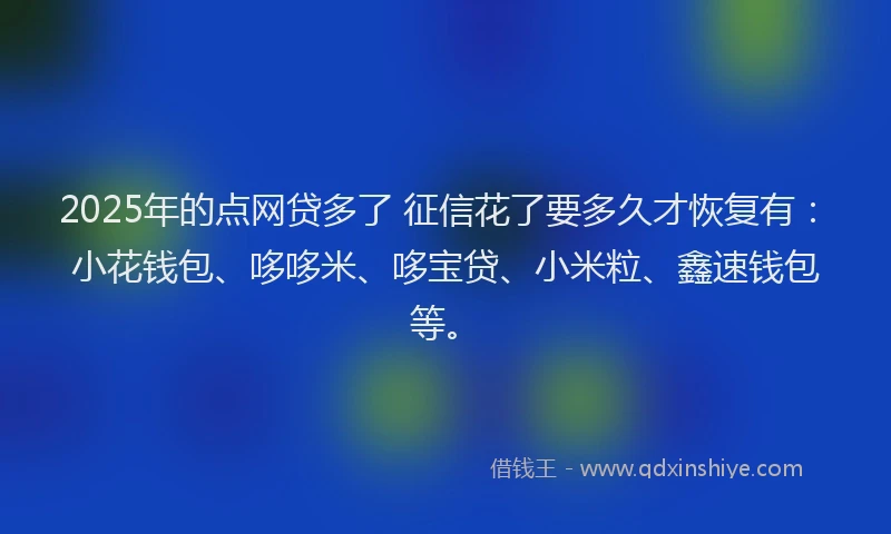 2025年的点网贷多了 征信花了要多久才恢复有：小花钱包、哆哆米、哆宝贷、小米粒、鑫速钱包等。