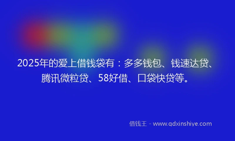 2025年的爱上借钱袋有：多多钱包、钱速达贷、腾讯微粒贷、58好借、口袋快贷等。