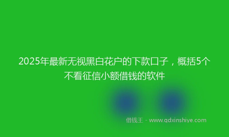 2025年最新无视黑白花户的下款口子，概括5个不看征信小额借钱的软件