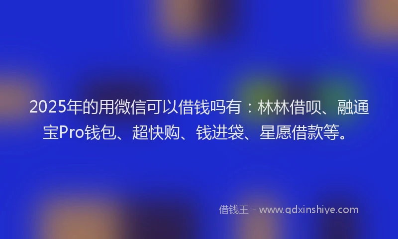 2025年的用微信可以借钱吗有：林林借呗、融通宝Pro钱包、超快购、钱进袋、星愿借款等。