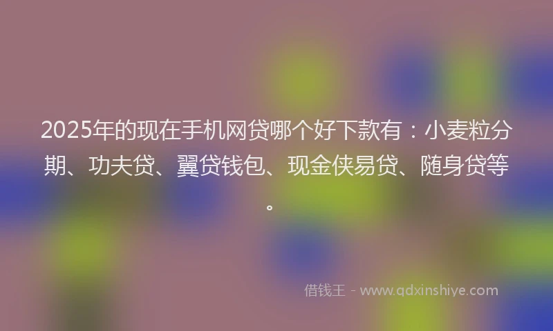 2025年的现在手机网贷哪个好下款有：小麦粒分期、功夫贷、翼贷钱包、现金侠易贷、随身贷等。
