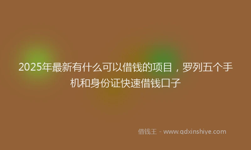 2025年最新有什么可以借钱的项目，罗列五个手机和身份证快速借钱口子