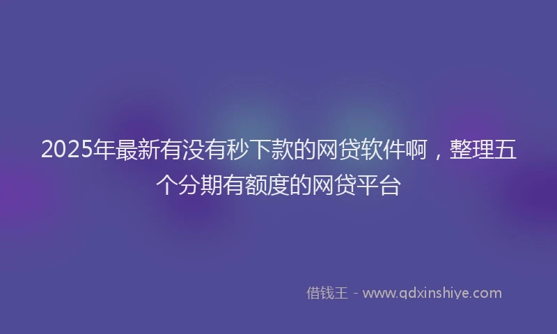 2025年最新有没有秒下款的网贷软件啊，整理五个分期有额度的网贷平台
