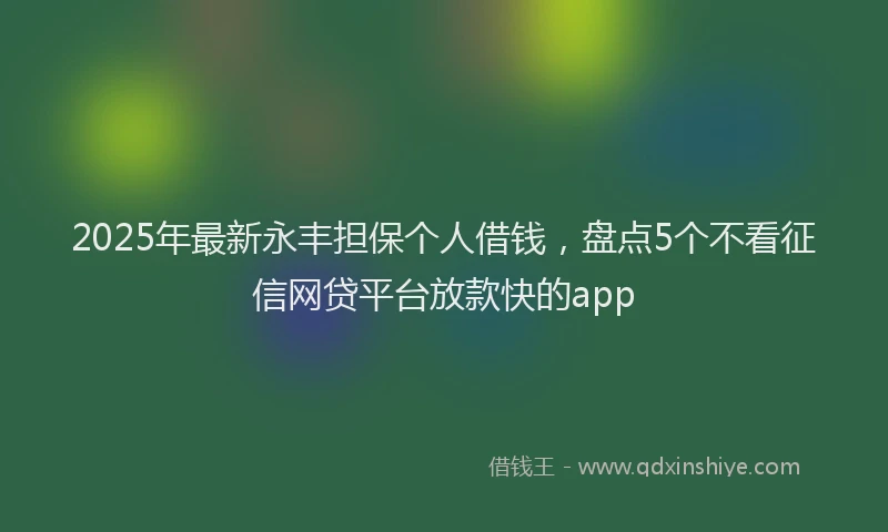 2025年最新永丰担保个人借钱，盘点5个不看征信网贷平台放款快的app