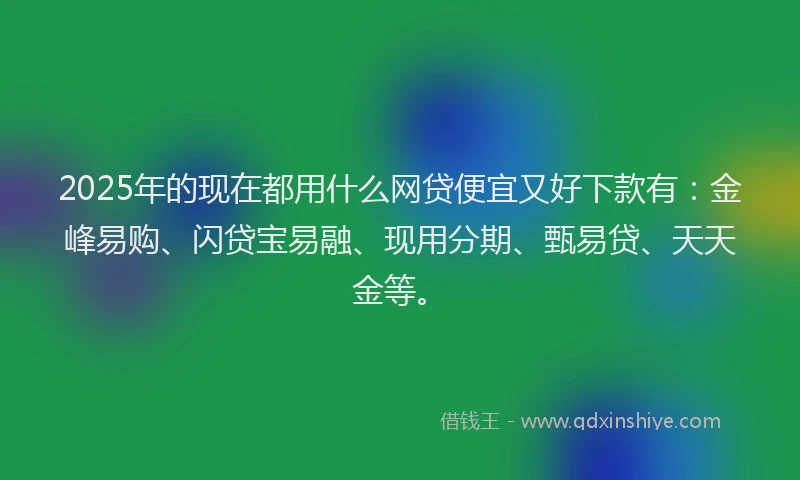 2025年的现在都用什么网贷便宜又好下款有：金峰易购、闪贷宝易融、现用分期、甄易贷、天天金等。