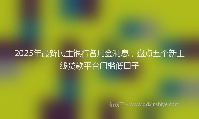 2025年最新民生银行备用金利息，盘点五个新上线贷款平台门槛低口子