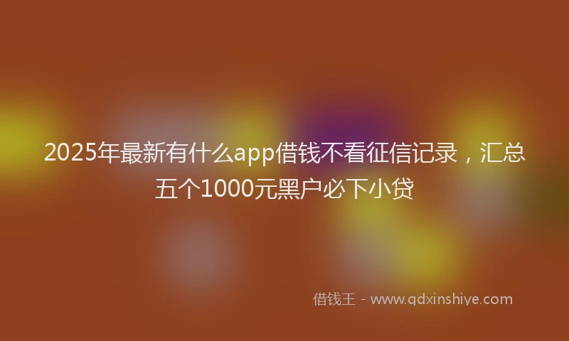 2025年最新有什么app借钱不看征信记录，汇总五个1000元黑户必下小贷