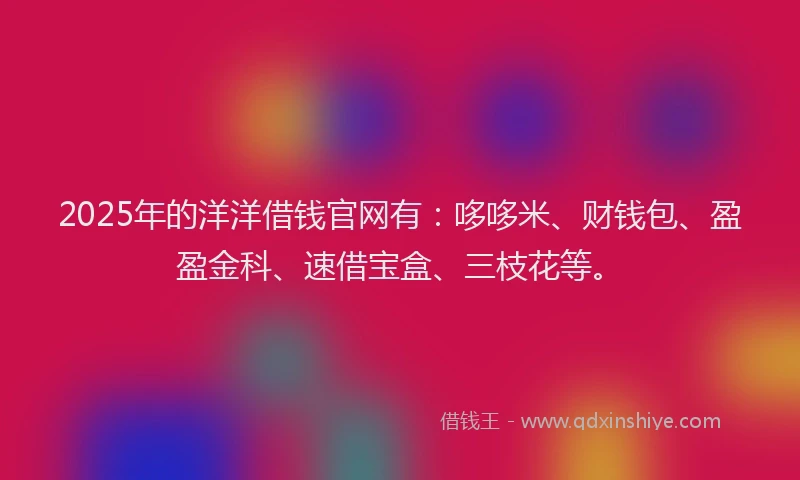 2025年的洋洋借钱官网有：哆哆米、财钱包、盈盈金科、速借宝盒、三枝花等。