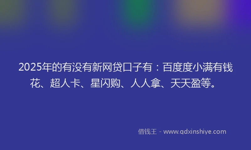 2025年的有没有新网贷口子有：百度度小满有钱花、超人卡、星闪购、人人拿、天天盈等。