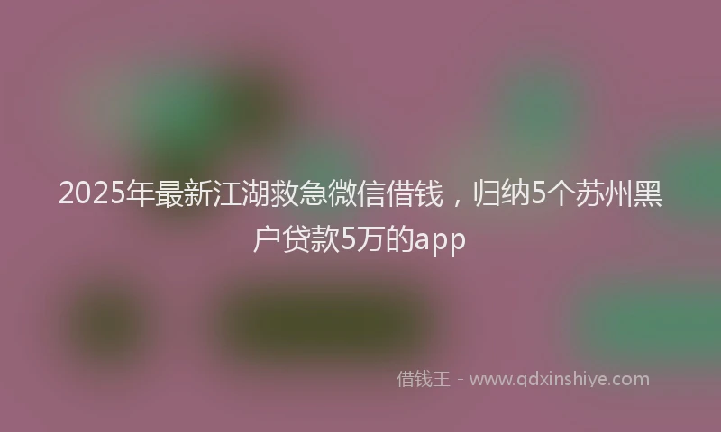 2025年最新江湖救急微信借钱，归纳5个苏州黑户贷款5万的app