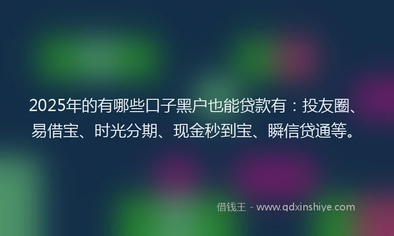 2025年的有哪些口子黑户也能贷款有：投友圈、易借宝、时光分期、现金秒到宝、瞬信贷通等。