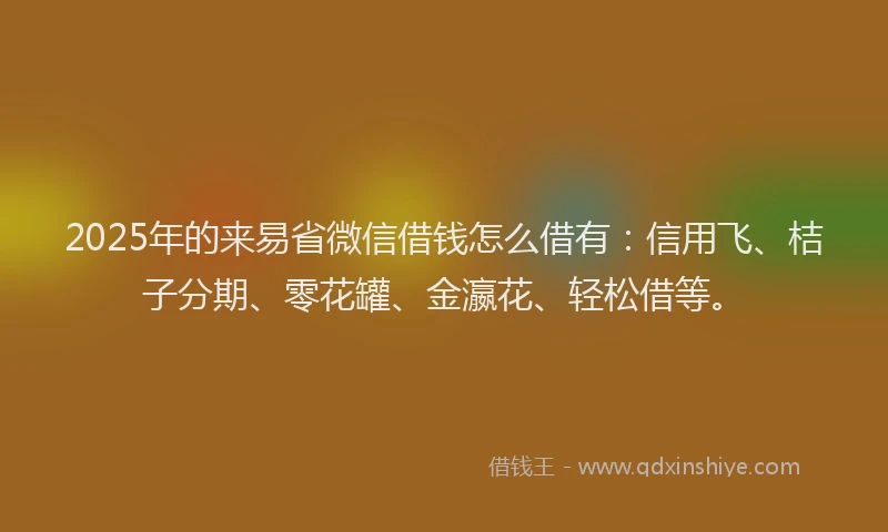 2025年的来易省微信借钱怎么借有：信用飞、桔子分期、零花罐、金瀛花、轻松借等。