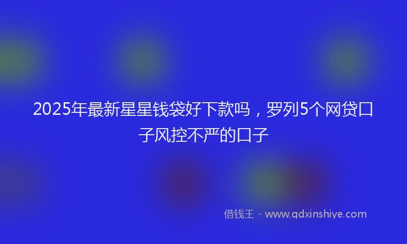 2025年最新星星钱袋好下款吗，罗列5个网贷口子风控不严的口子