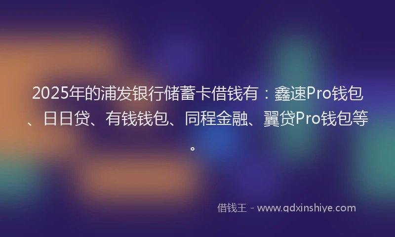 2025年的浦发银行储蓄卡借钱有：鑫速Pro钱包、日日贷、有钱钱包、同程金融、翼贷Pro钱包等。