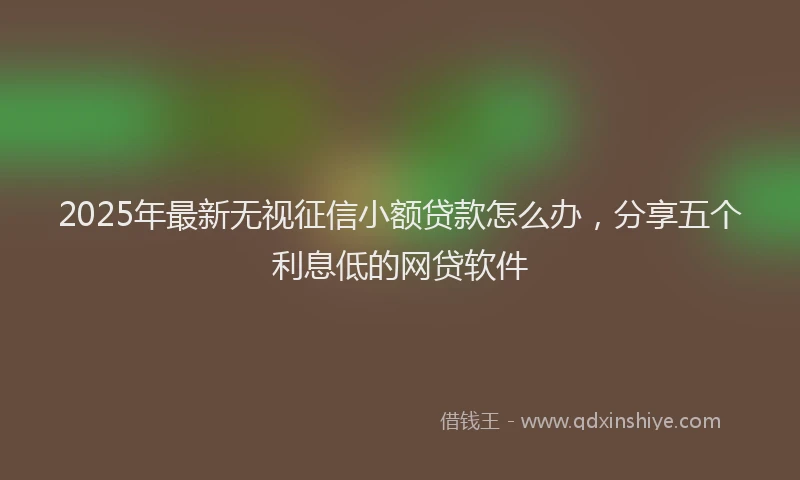 2025年最新无视征信小额贷款怎么办，分享五个利息低的网贷软件